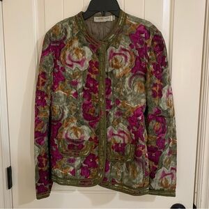 Howard Wolf Silky Vintage Floral Blazer - Pink and Green